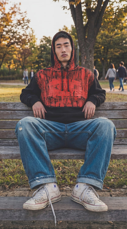 HOODIE upcycled hand painted